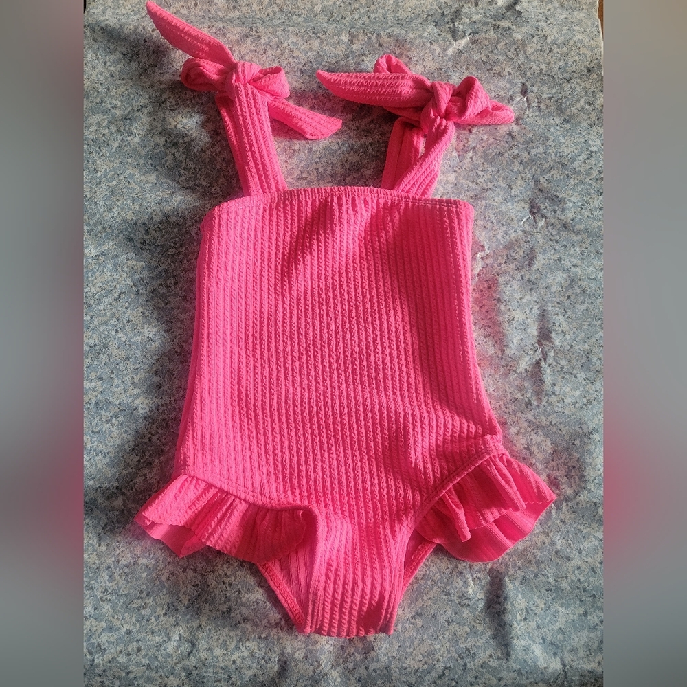 Amazon Hot Pink One Piece Bathing Suit Toddler Size 18-24 Mont… - Picture 9 of 11